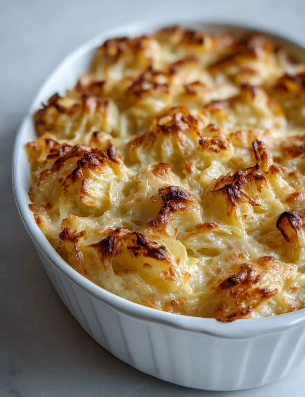 Delicious Steakhouse Potatoes Romanov served as a gourmet side dish.