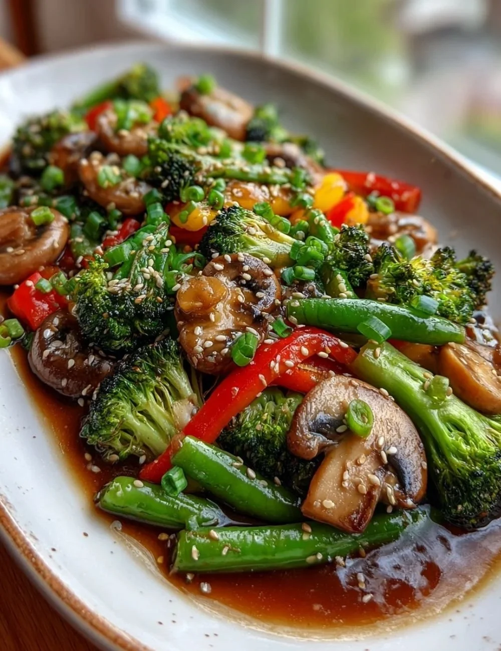 Colorful vegetable stir fry with a variety of fresh vegetables in a pan