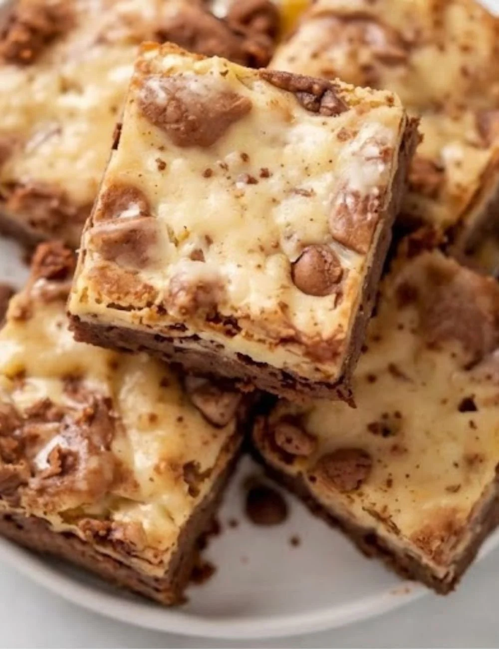 Delicious banana pudding brownies topped with creamy banana pudding.