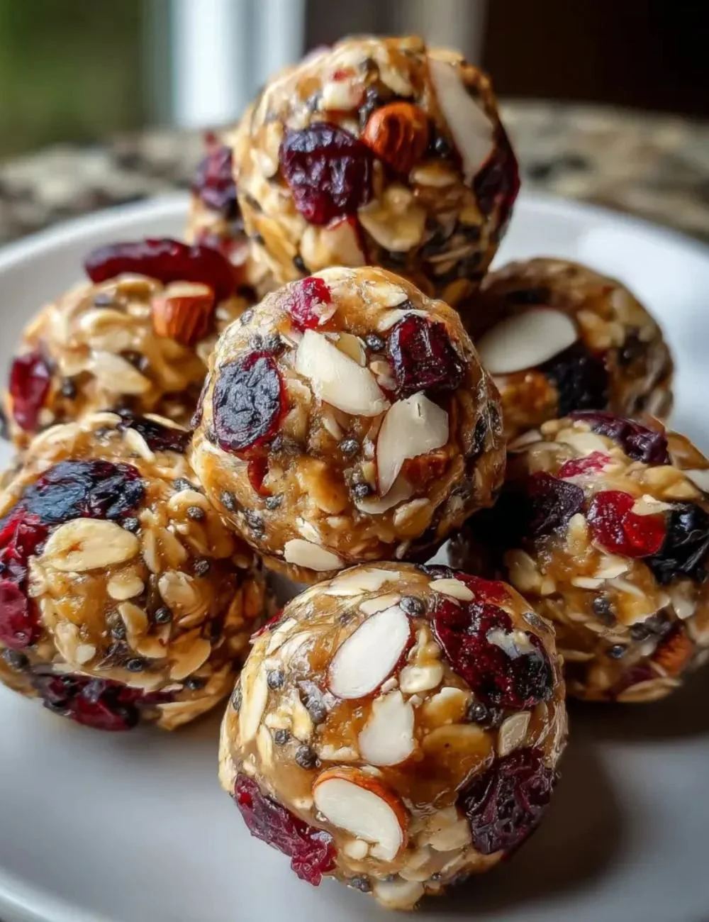 Cherry Cranberry Energy Bites packed with healthy ingredients for nutrition and energy.