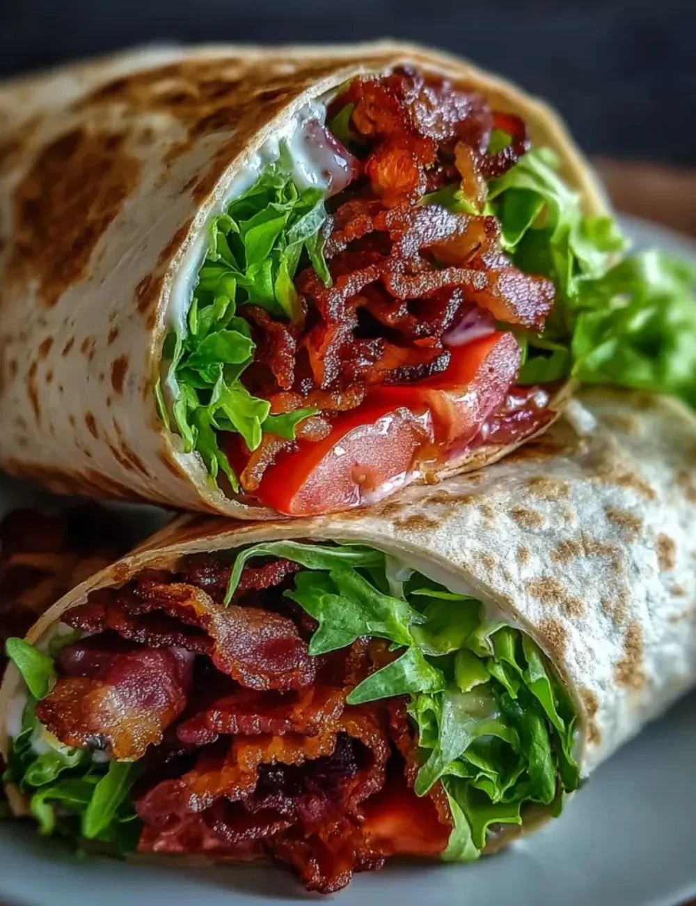 Gourmet BLT wraps with fresh ingredients and crispy bacon