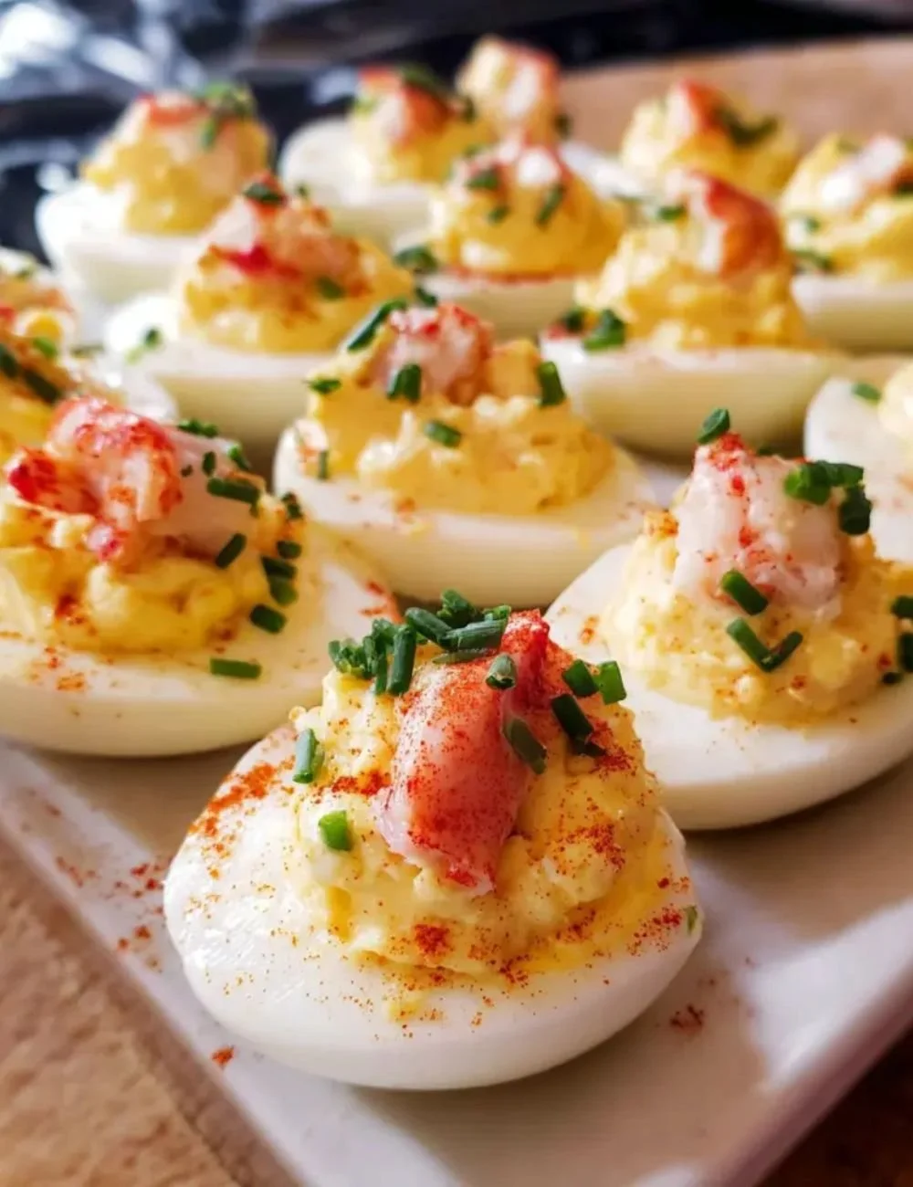 Gourmet Lobster Deviled Eggs served elegantly on a plate