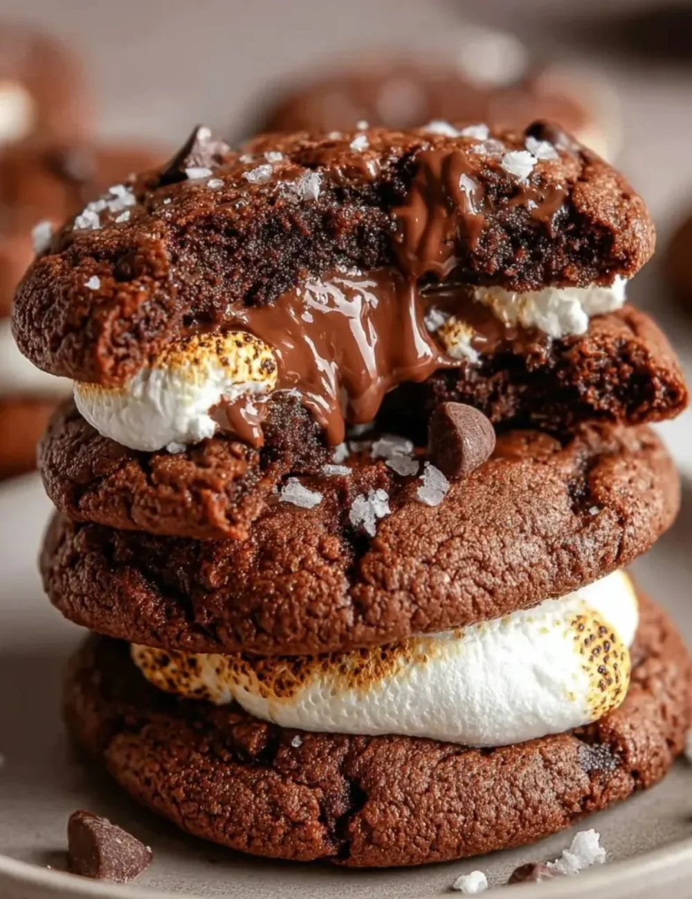 Delicious marshmallow Nutella chocolate cookies fresh out of the oven