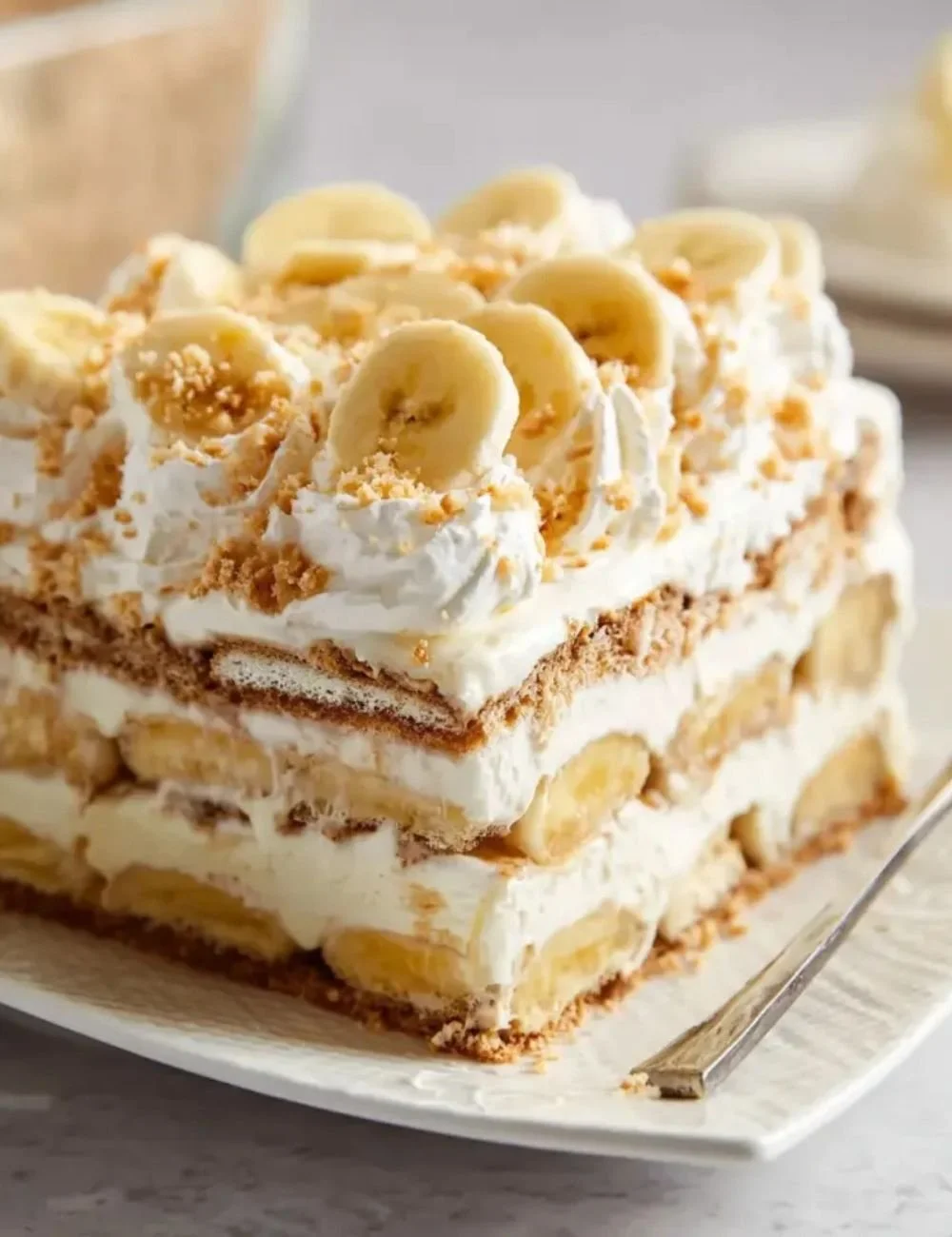 Delicious homemade Banana Icebox Cake served in a dish