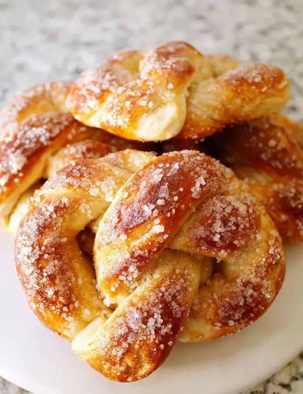 Homemade cinnamon sugar soft pretzels, fresh out of the oven