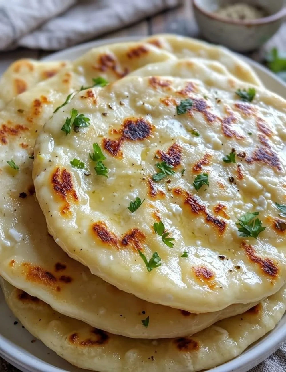Homemade Cottage Cheese Flatbread served with fresh toppings