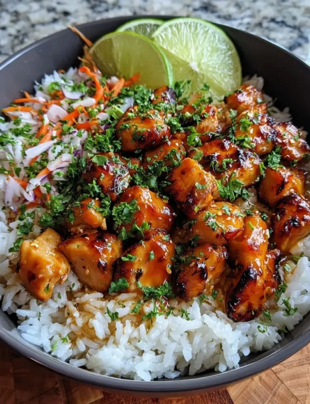 Maple Chicken served with creamy coconut rice for a delicious meal