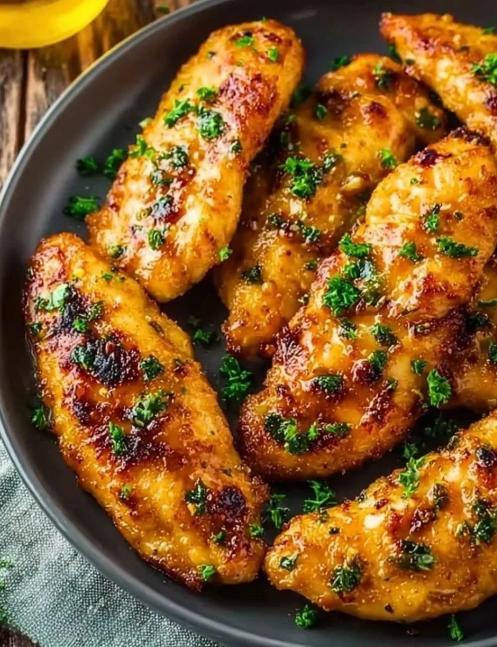 Delicious and crispy homemade chicken tenders served with dipping sauce.