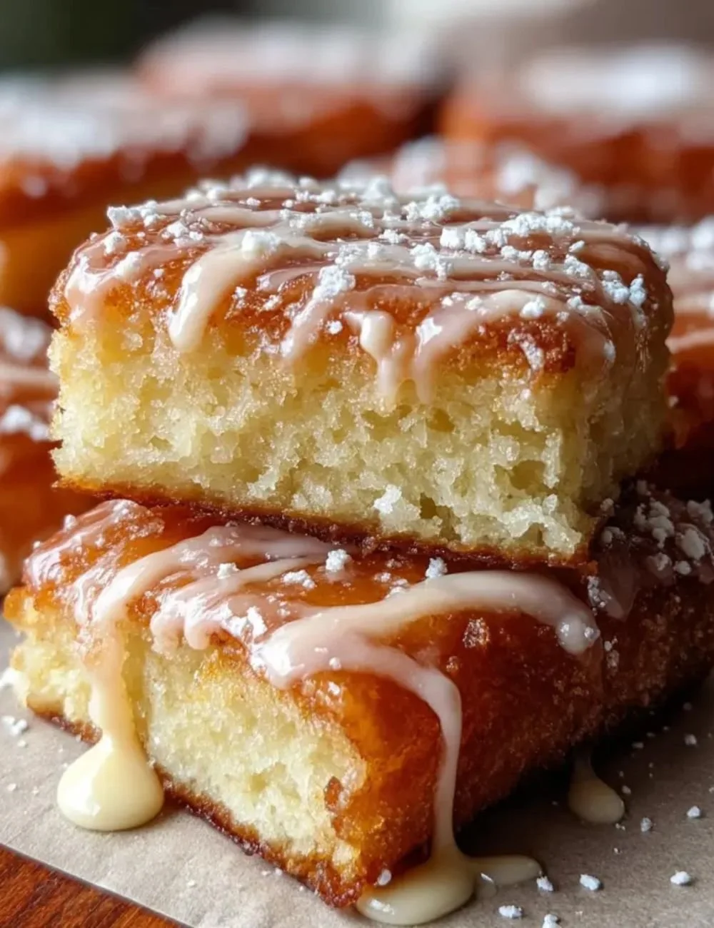 Old-fashioned buttermilk donut bars served on a plate