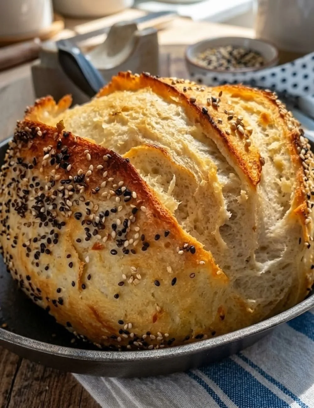 Same-Day Sourdough Boule with Everything Seeds