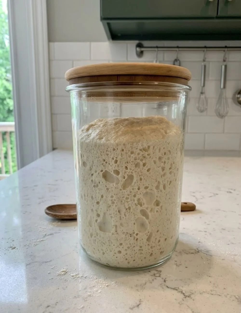 Sourdough bread with perfect crust and texture demonstrating the impact of feeding ratio.