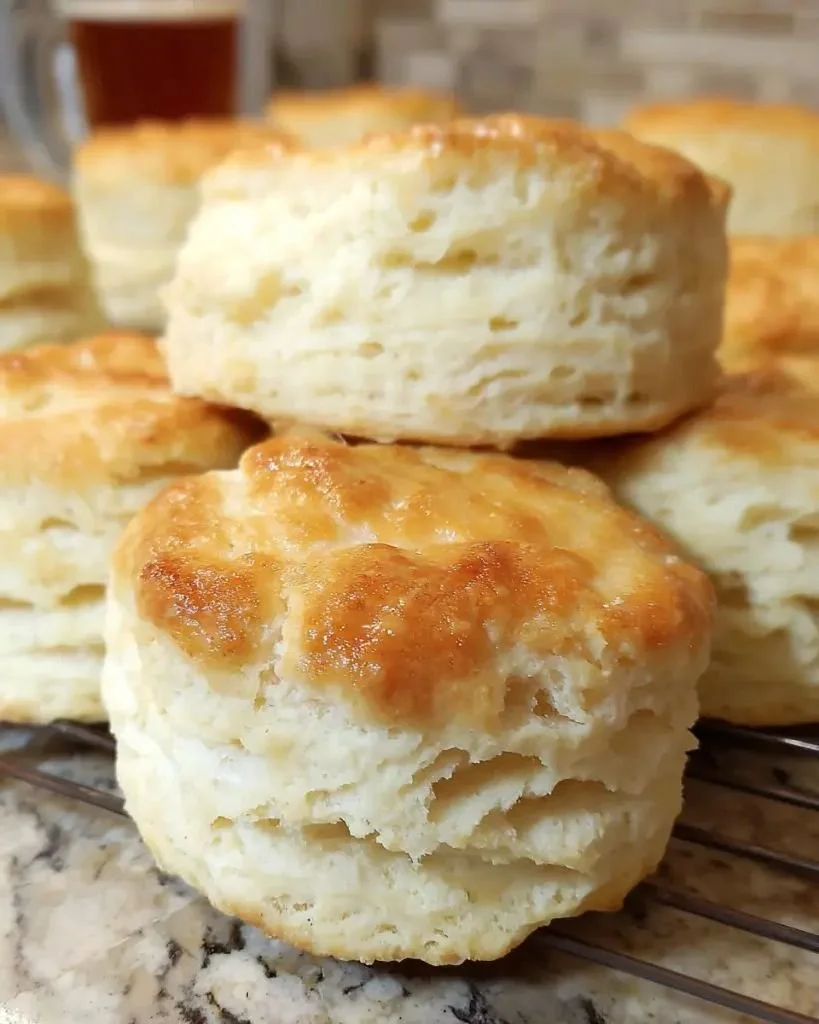 Freshly baked 3-ingredient buttermilk biscuits on a baking tray