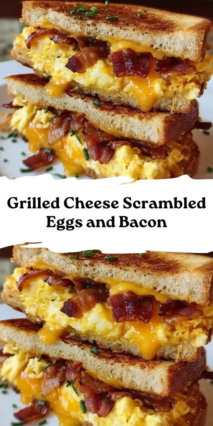 Breakfast Grilled Cheese with Scrambled Eggs and Bacon