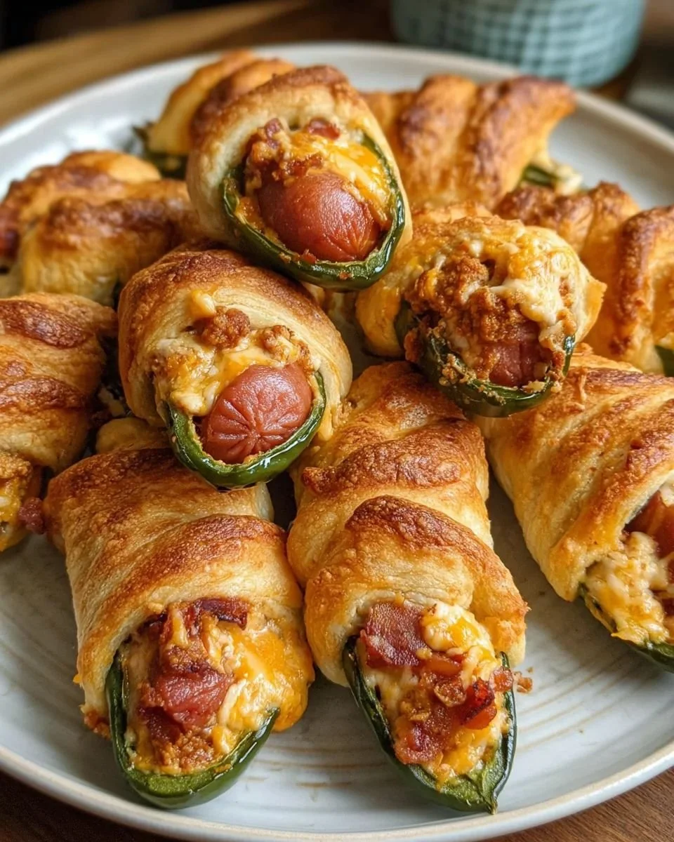 Cheesy Chili Dog Jalapeño Poppers served on a plate