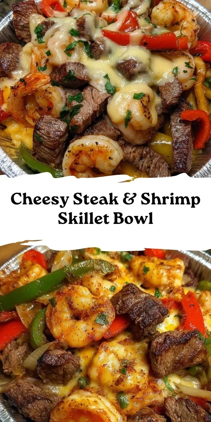Cheesy Steak & Shrimp Skillet Bowl