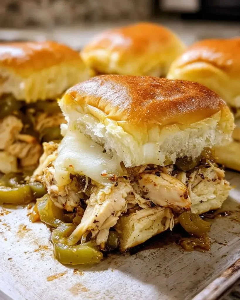 Delicious Chicken Philly Sliders with melted cheese and fresh vegetables