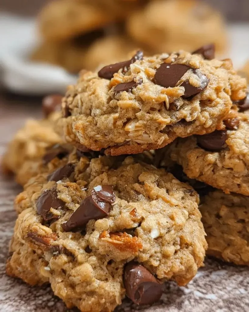 Delicious homemade Cowboy Cookies filled with oats, chocolate chips, and nuts.