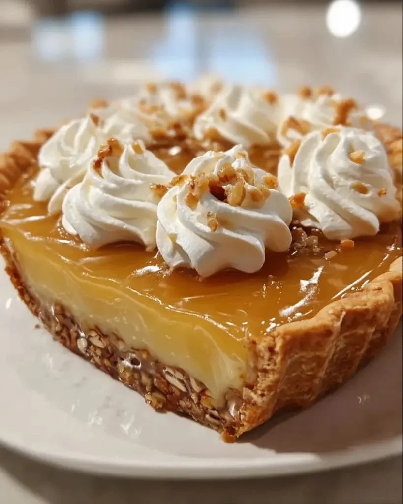 Delicious slice of Dolly Parton's Butterscotch Pie on a plate