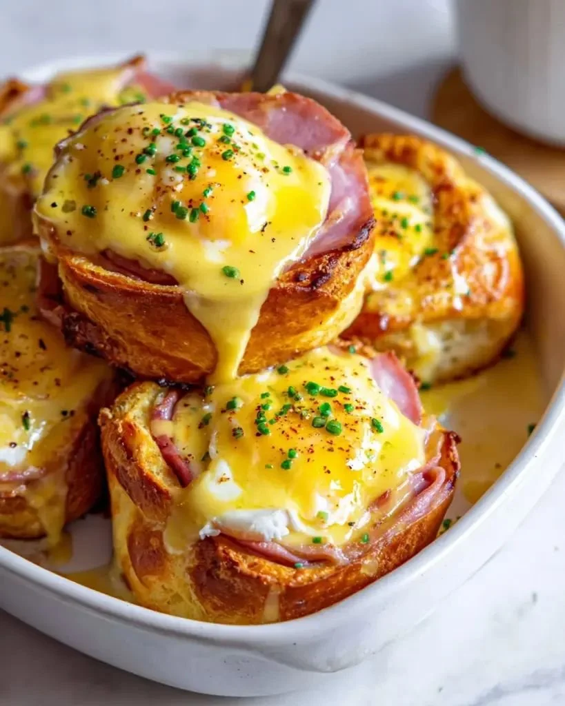 Delicious Eggs Benedict Breakfast Rolls served on a plate