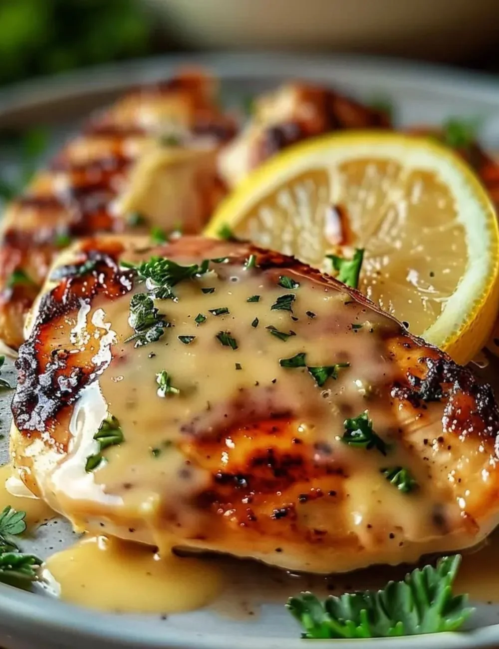 Golden Crispy Malibu Chicken served with sides on a white plate.