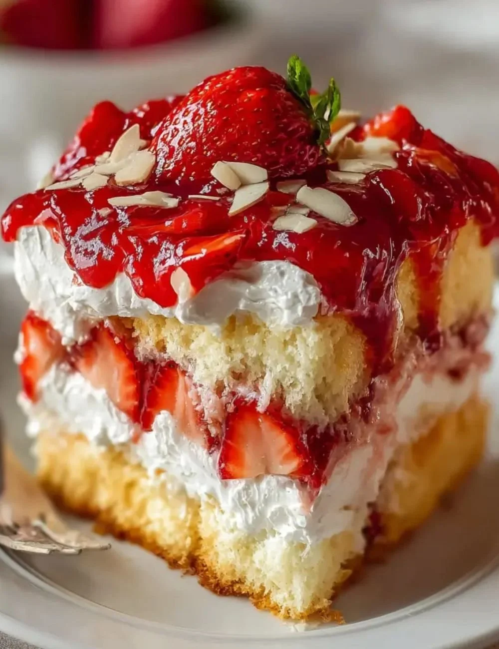 Delicious Heaven on Earth Cake with layers of cream and fruit toppings