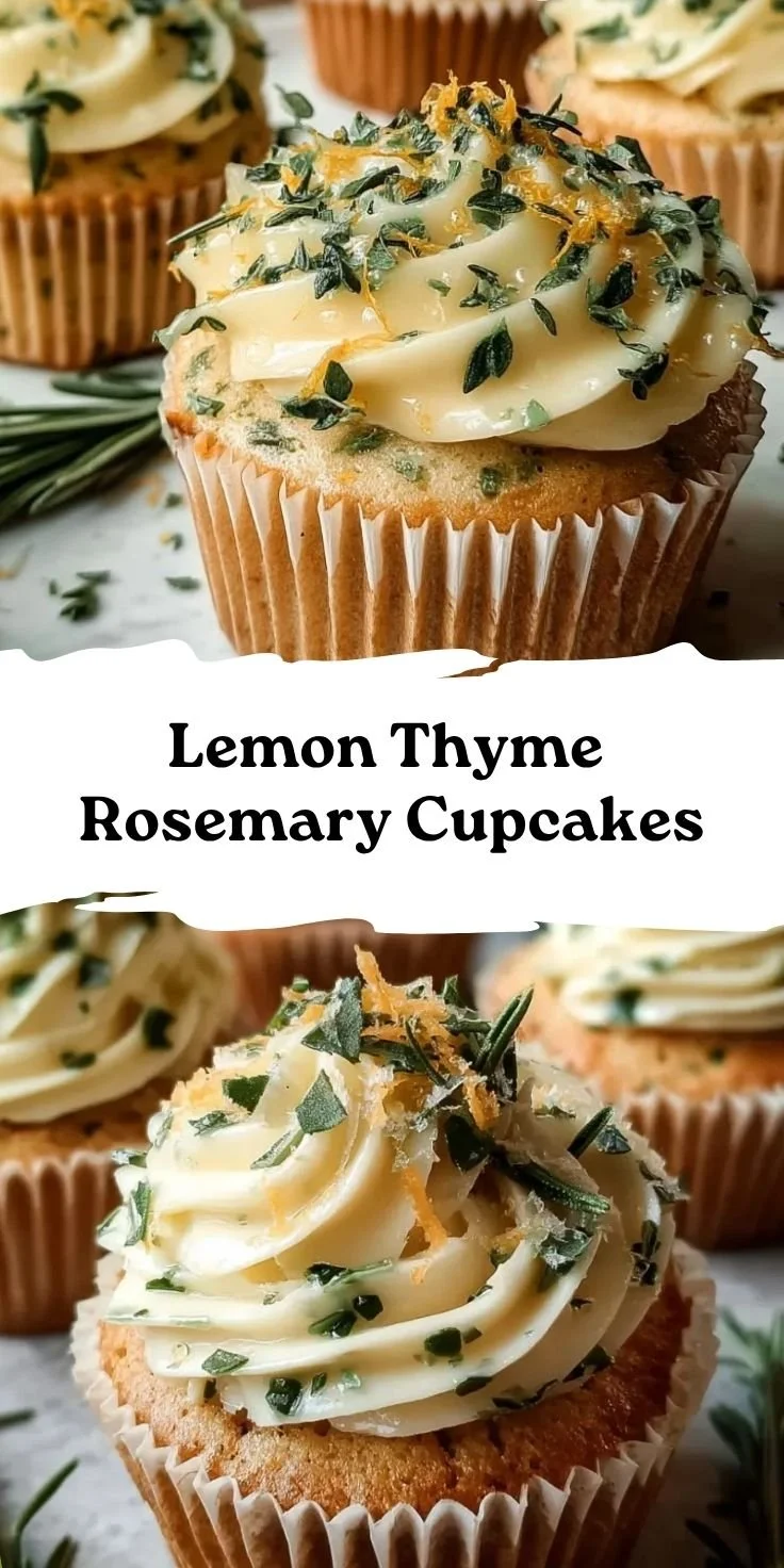 Lemon Thyme Rosemary Cupcakes