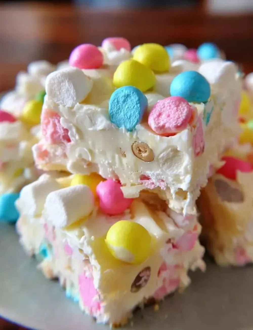 Delicious Marshmallow Easter Bars decorated for the Easter holiday