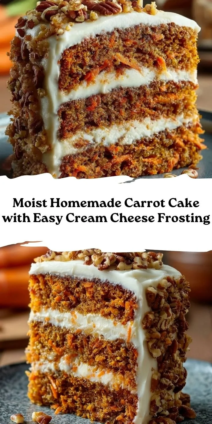 Moist Homemade Carrot Cake with Easy Cream Cheese Frosting