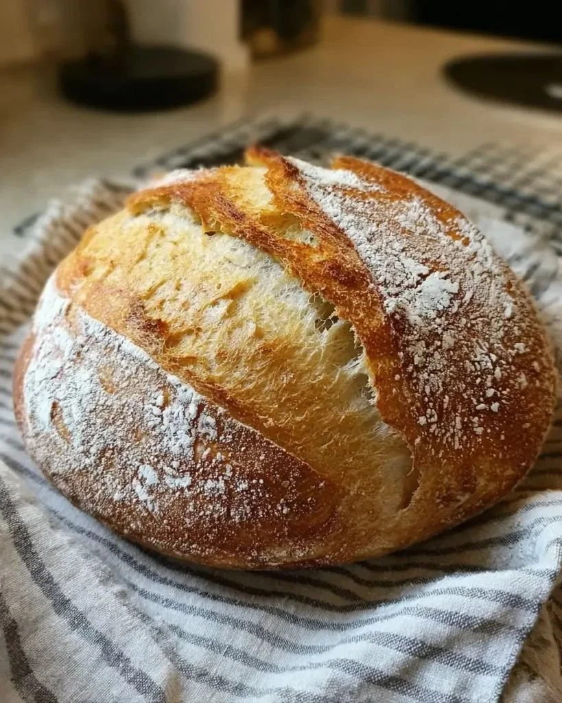 A beautifully risen sourdough loaf illustrating perfect oven spring in baking.