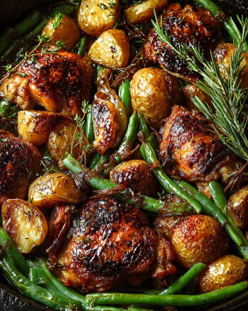 One-Pan Balsamic Chicken with Green Beans and Potatoes